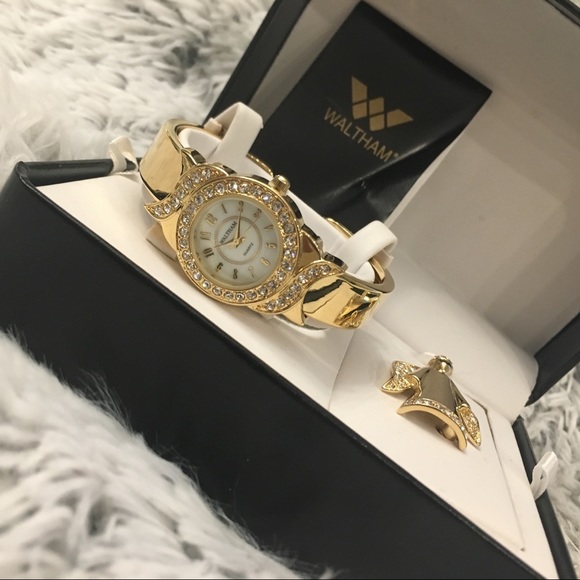 Waltham Cuff Bracelet Watch & Angel Pin Set main image 5
